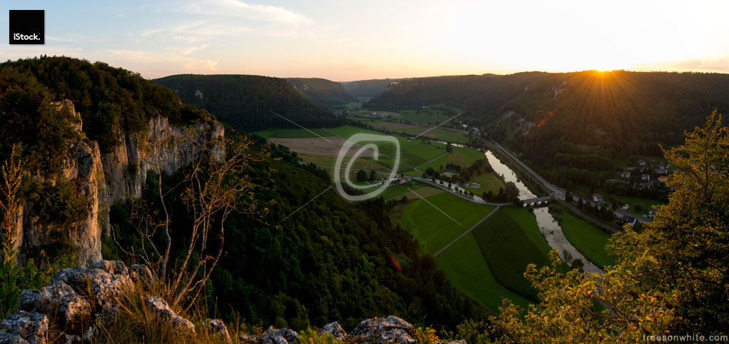 Panoramic view of Upper Danube Nature Valley in Germany, from-above.