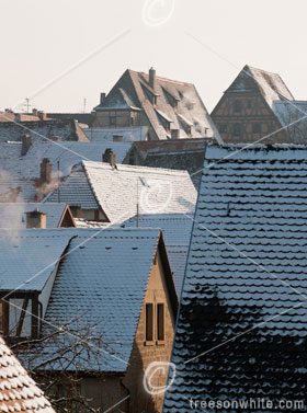 Historic City of Rothenburg ob der Tauber, Germany, in Winter.