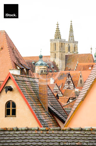 Rooftop scene with church, Rothenburg o. d. Tauber.