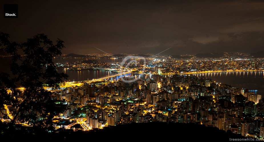 City of Florianopolis in Santa Catarina, Brazil at night.