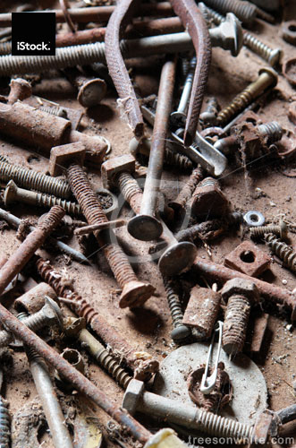 Old rusty bolts and nails / tools.