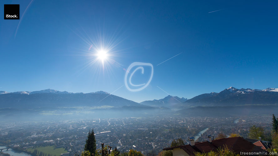 View over Innsbruck on a bright, sunny November day.
