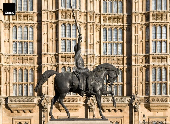 Horse figure in frontOf the House Of Parliament /London.