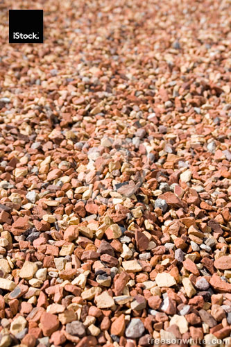 Crushed brick gravel path / close-up.