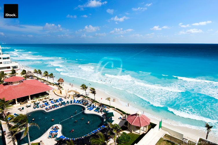 Resort & Spa with Pool at Caribbean Sea.