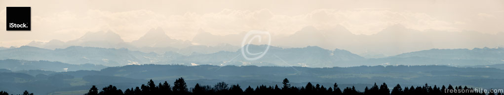 Large Panorama of Alp peaks as seen from Weissenfels.